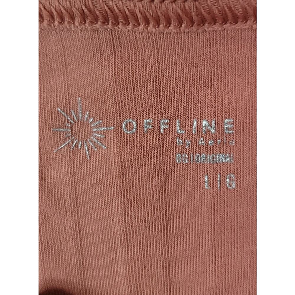 Offline by Aerie Terra Cotta Ribbed Crop Top Size L Square Neckline Lettuce Edge - Picture 8 of 10